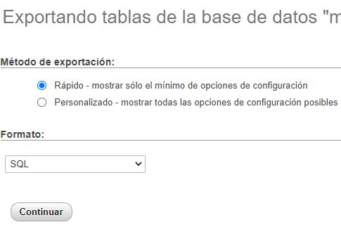 Exportar base de datos