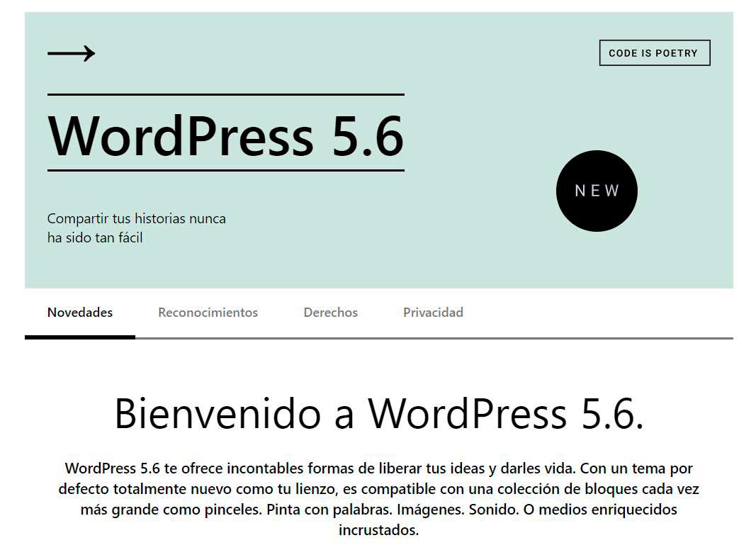 Nueva actualización WordPress 5.6