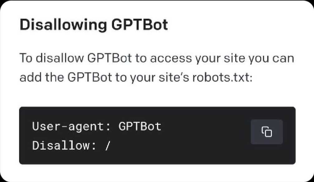 Código que debes añadir en tu Robots.txt para evitar que ChatGPT rastree tu contenido